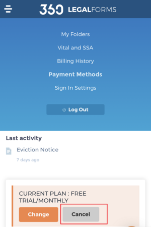 Canceling Your 360 Legal Forms Account 8 | 360 Legal Forms