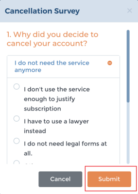 Canceling Your 360 Legal Forms Account 9 | 360 Legal Forms