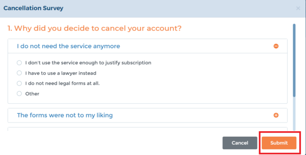 Canceling Your 360 Legal Forms Account 4 | 360 Legal Forms